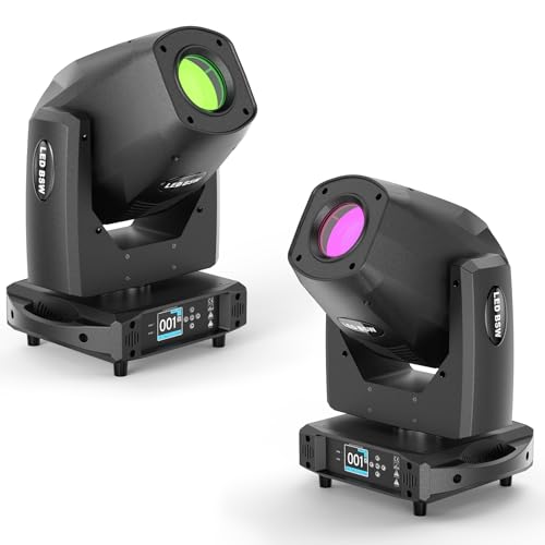 2-Pack 250W 3-in-1 Beam/Spot/Wash with Zoom Function Stage Lighting 17GOBO 10 Color Rotating Prisms Strobe Frost Effect Controlled by DMX 18CH