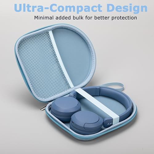 Ginsco Case Compatible with Sony WH-CH520 Wireless Headphones Bluetooth On-Ear Headset with Microphone, with JBL Tune 510BT/520BT/500BT/Junior 320 Ultra-Slim Case for On Ear Headphones (Light Blue) - color: Light Blue