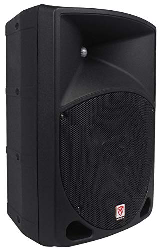 Rockville RPG10 10" Powered 600W DJ PA Speaker Pair with RVCS2 Crank Stands | 600W Peak / 150W RMS Each, 2-Way, XLR/1/4"/RCA Inputs, XLR Output, Titanium Driver, Bass/Treble EQ, 2 Carry Bags, 4-Items