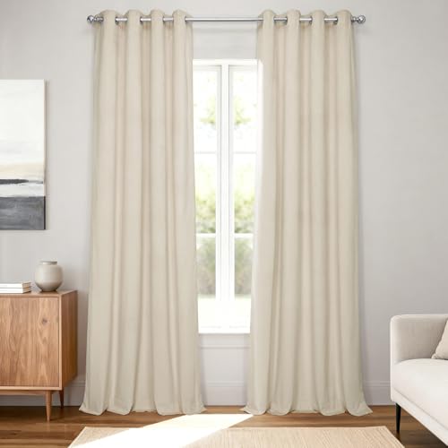 HPD Half Price Drapes Signature Grommet Blackout Velvet Curtains For Living Room 50 X 96 (1 Panel), VPCH-120601-96-GRBO, Alabaster Beige - color: Alabaster Beige, size: 50"W x 96"L (Pack of 1)
