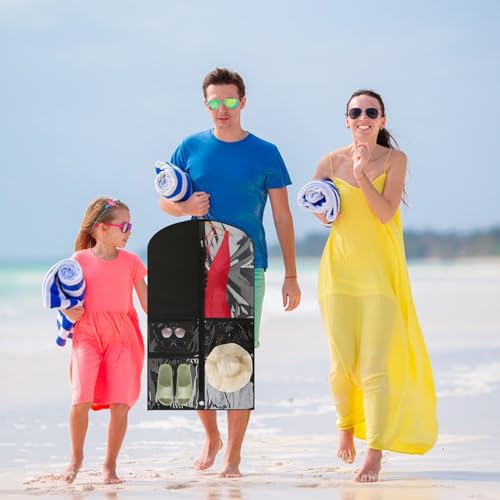 6 Pcs Garment Bags for Dance Costumes Waterproof Hanging Clothes Competition Bags with 3 Zippered Pockets Storage for Adults Kids(20" x 40"，Black) - size: 6 PACK