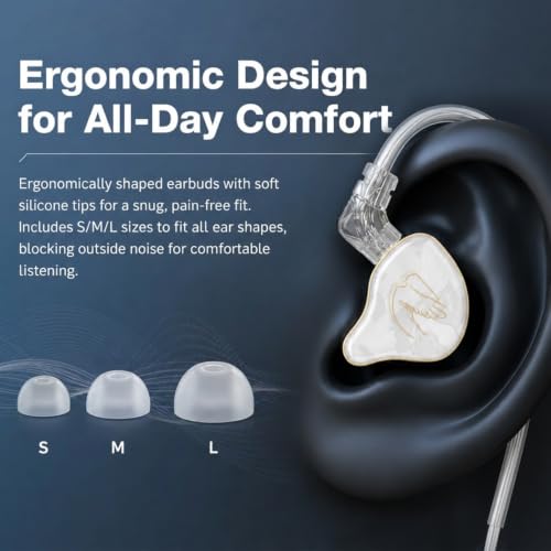 in Ear Monitor Headphones Hybrid 1BA+1DD HiFi Deep Bass IEM Earphones White - color: QT820-White no Mic