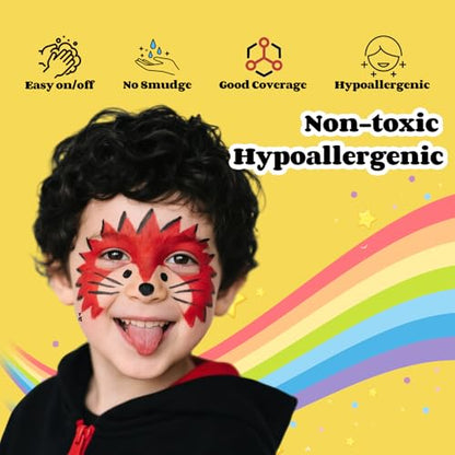 Red Face Paint 30g (1oz) Non-Toxic,Water Activated Face Painting Kit for Kids Adults,SFX Makeup Facepaint Palette for Halloween vampire, Cosplay,Theater Party,Clown Joker Special Effects Costume - color: Red
