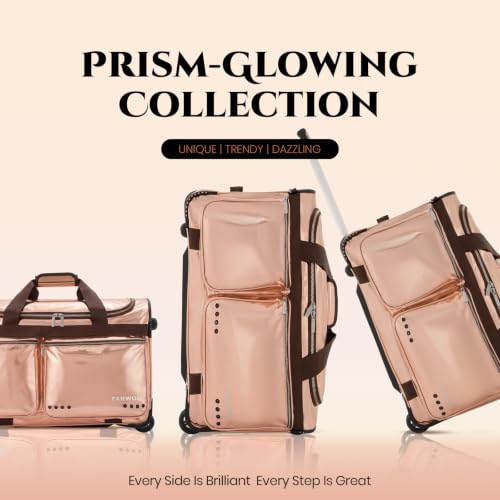 Fanwoli 28" Dance Bag with Garment Rack, Waterproof Competition Duffel - color: Maillard Brown