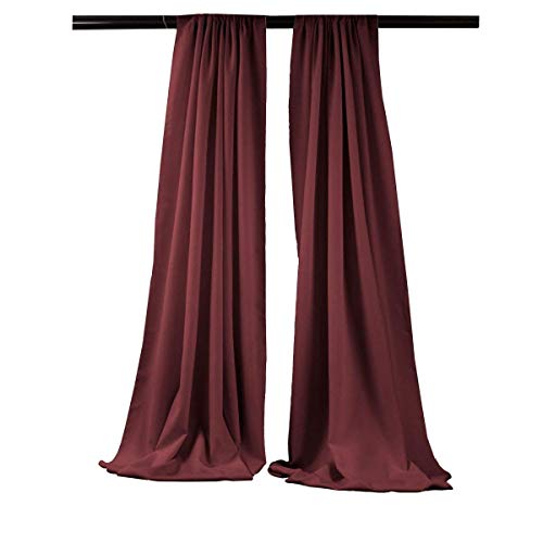 New Creations Fabric & Foam Inc, 5 Feet Wide by 9 Feet High Polyester Backdrop Drape Curtain Panel (2 Panels 5 Ft Wide x 9 Ft High) (Burgundy) - color: Burgundy