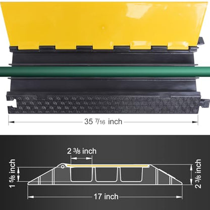 3-Channel Extensible Cable Protector Ramp, Floor Cord Cover - size: 3-Channel (2 Pack)