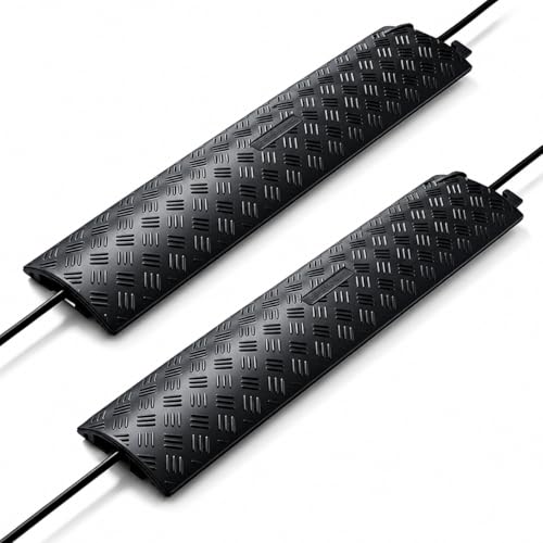 2 Pack Cable Cover L:38" xW:11" Heavy Duty 20,000LBS Black | 38"x11"x1.5" Heavy-duty holds 20,000lbs Drop-over design/Indoor Black, durable & low-profile - size: 38"x11"x1.5"
