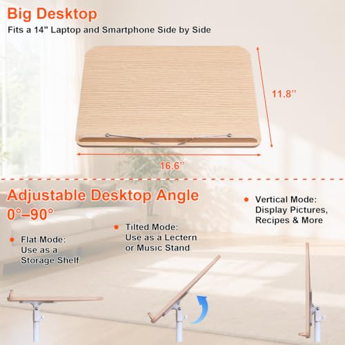3-in-1 Wooden Music Stand, Metal Bracket Book Stand for Reading Podium | Adjustable Bookshelf, 16.5*13.2*68 In, for Music, Cookbook, Textbook, Laptop, Book, Holder for Display Lectern, Podium Stand