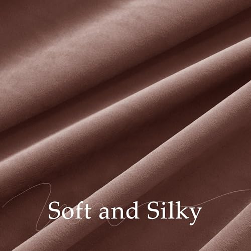 NICETOWN Dusty Rose Pink Soft Velvet Curtains 120 inch Long Pleat Tape Top - color: Dusty Rose Pink, size: 52"W x 120"L (Pack of 2)