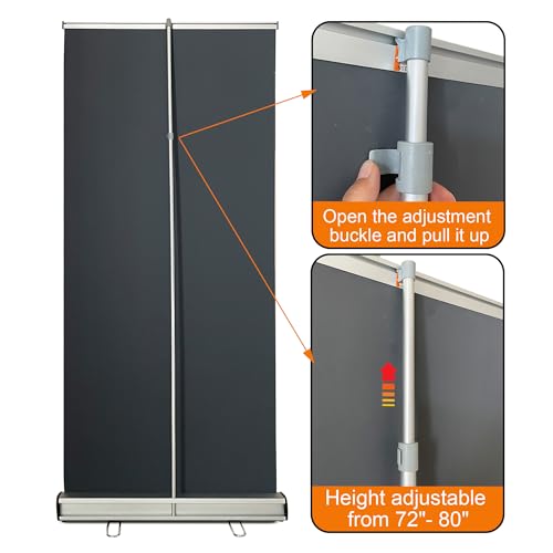 Retractable Banner Stand 24" W x 72" H ， Heavy Duty Roll Up Banner Display with Padded Carrying Bag for Trade Show, Exhibition, Business Advertising (Stand Only) - size: 72" Height