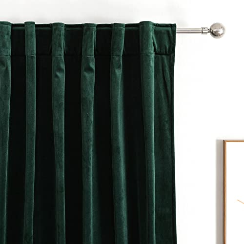 Benedeco Emerald Green Velvet Blackout Curtains 52x108, 2 Panels | Elegant Room Darkening Thermal Insulated Noise Reducing Velvet Window Drapes with Back Tab and Rod Pocket for Living Room - color: Emerald Green, size: 52"W x 108"L (Pack of 2)