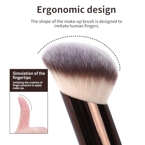 MAANGE 5 PCS Foundation Makeup Brush Set Double-ended Kabuki Mask Contour Brush for Liquid Powder Concealer Cream Cosmetics Blending Makeup Brushes (Coffee) - color: Coffee - 5Pcs