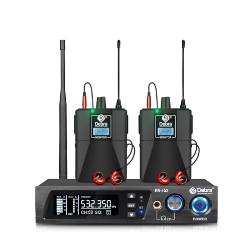 D Debra Audio PRO ER-102 UHF IEM Mono Wireless in Ear Monitor System with Monitoring Type for Stage, Band, Recording Studio,Guitar, Live Performance (Single Channel, 2 Bodypack) - size: Single Channel, 2 Bodypack