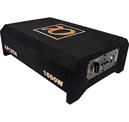 Alphasonik AS120A 12" 1500 Watts with a Built-in Amplifier Down-Firing Shallow Mount Enclosed for Tight Spaces in Cars and Trucks, Slim Thin Loaded Subwoofer Air Tight Sealed Bass Enclosure - size: 12 Inch - 1500 Watts Active