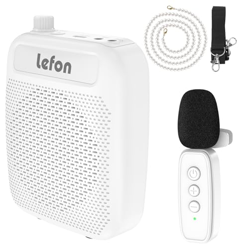 TRELC Wireless Voice Amplifier with Lavalier Microphone, Portable Rechargeable Clip On Megaphone Speaker Wireless Lapel Mic for Teachers, Noise Reduction/10W/2000mA, for Tour Guide, Outdoor (White) - color: White