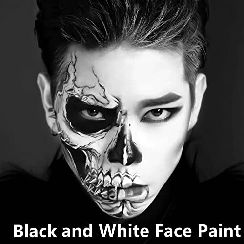 Go Ho Black and White Face Body Paint,Cream Washable Formula Face Painting for Halloween Cosplay,Body Paint SFX Makeup Palette,Professional Skeleton Skull Face Paint - color: White Black