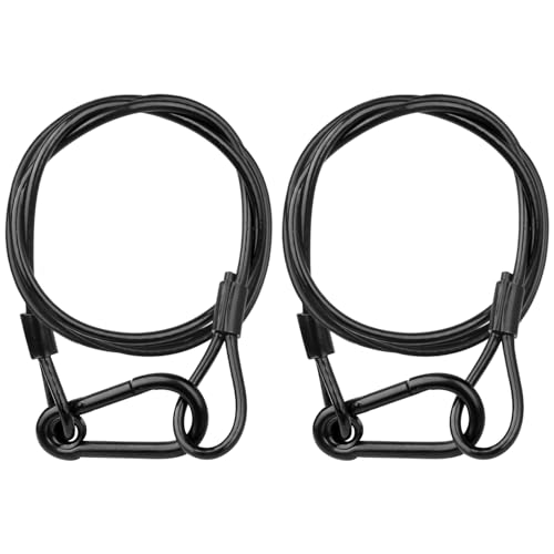 Lighting Safety Cable with Loops(2-Pack), 25kg Load Stage Light Safety Cable Black Security Chain Hanging on Trusses, Stainless Steel Lanyard（Diameter 3mm/0.12in, Length 100cm/39.37in)