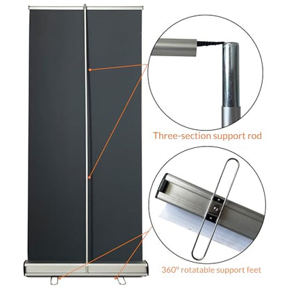33.5"x80" Retractable Roll up Banner Stand，with heavy-duty base and Padded Carrying Bag ，for Trade Shows, Conferences, Promotional Events (STAND ONLY) - size: 33.5"