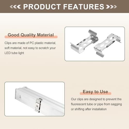 MECCANIXITY T5 Clips Bracket Hanger Fluorescent Tube T5 LED Bulb Holder Clamps Light Fixture Replacement for LED Integrated Lighting, Flat Pack of 36 - size: T5