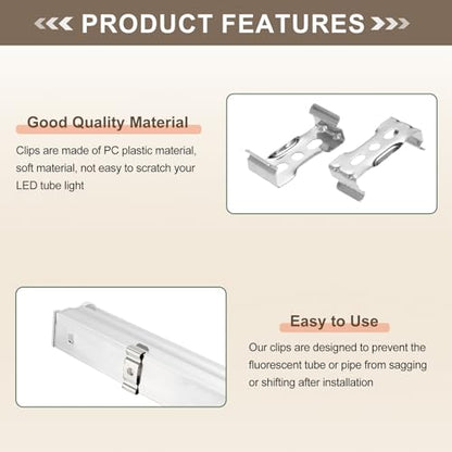 MECCANIXITY T5 Clips Bracket Hanger Fluorescent Tube T5 LED Bulb Holder Clamps Light Fixture Replacement for LED Integrated Lighting, Flat Pack of 36 - size: T5