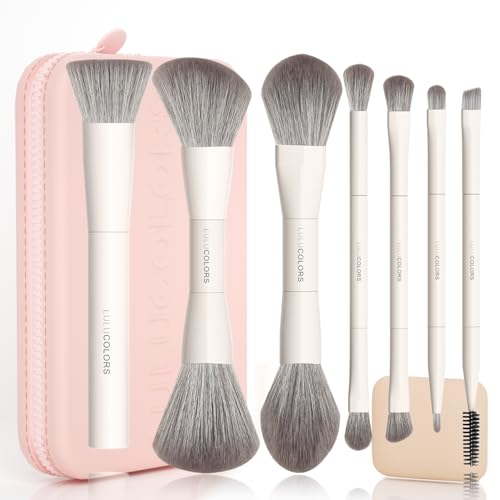 LULUCOLORS Blush Pink 13 in one Dual-Ended Makeup Brush Set with Sponge - color: Blush Pink