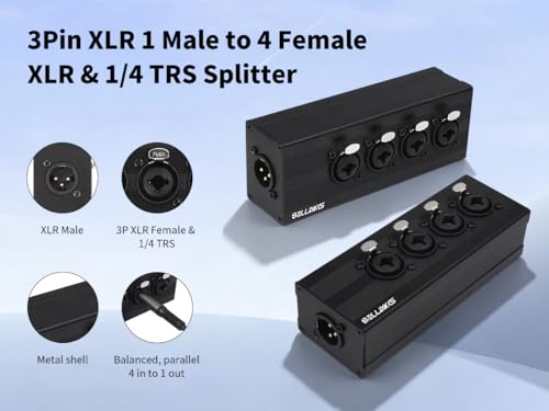 3 Pin XLR 1 Male to 4 Female Splitter,4 Way 1/4 TRS& XLR Input to one-Output Parallel Connection Adapter,Four 6.35mm Microphone inputs Converted to one Output - color: XLR 1 F TO XLR+1/4 F
