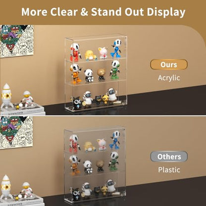 NIUBEE Acrylic Display Case for Figures, Dustproof Clear Wall Mount/Desktop | Magnetic Closure, Effortless Access, With Anti-slip Mat Ensures Stability For Collectibles Popmart Sonny Angel Amiibo Lego - size: 3 tiers