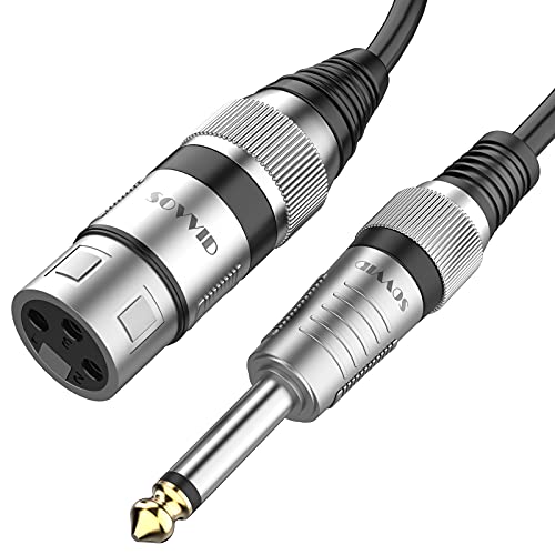 6FT XLR Female to 1/4 inch 6.35mm TS Mono Jack Unbalanced Microphone Cable Cord Wire, Quarter inch TS Female Mic Cord for Dynamic Microphone - size: 6FT, style: Female