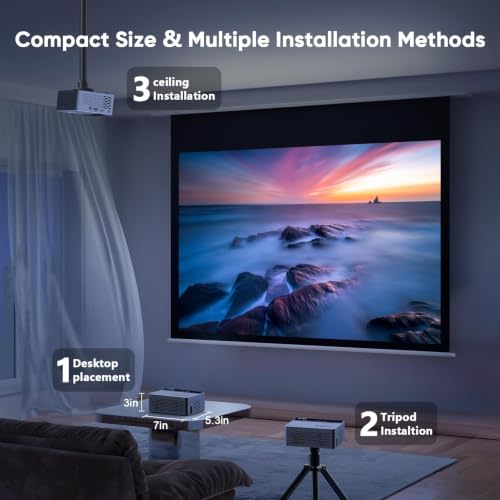 TMY 1080P Mini Portable Projector, 2-way Bluetooth, with 80in Screen | 1080P home theater, indoor/outdoor movies, Compatible with TV Stick/Roku/Phone/PC/PS/DVD/HDMI/USB - style: with Projector Screen