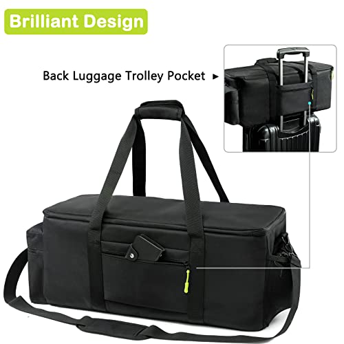 MYBAGZING Dj Cable Bag-24 Large Dj Cable File Bag-Dj Cabel Organizer Case-Travel Gig Bag-DJ Gear Bag for Dj Accessories-Dj Equipment Case with Padded Bottom and Divdiers - color: Neon