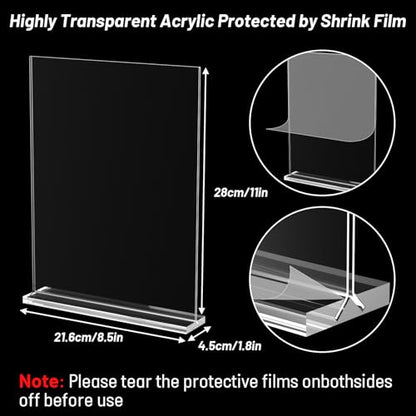 Acrylic Sign Holder 8.5 x 11 Inch Vertical T Shape Display Stand Double-Sided Desktop Clear Sign Holders Paper Holder Table Menu Holders Plastic Sign Stand for Home, Office, Restaurants, Store 3-Pack - size: 3 Pack-8.5x11 Inch