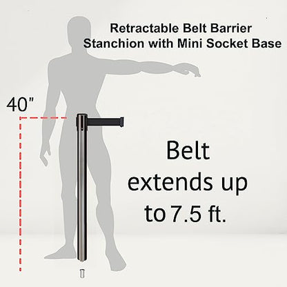 Montour Line MX630SK Retractable Belt Stanchions, Mini Socket Base, 2-Pack - color: Green and White Diagonal, size: 7.5 ft