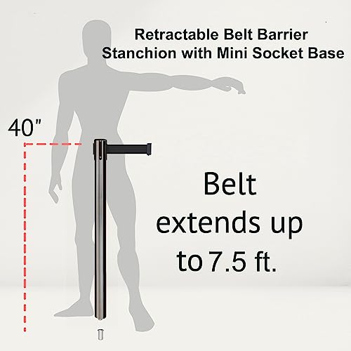 Montour Line MX630SK Retractable Belt Stanchions, Mini Socket Base, 2-Pack - color: Yellow with "CAUTION - DO NOT ENTER" Black Letters, size: 7.5 ft