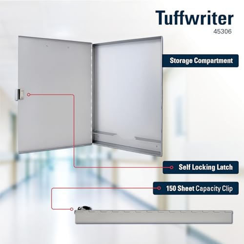 Saunders Redi-Rite Metal Storage Clipboard, Silver, Letter, Nursing | 89% recycled aluminum, self-locking latch, 1.5in storage, steel clip w/ ID holder, fits 8.5x11in, HIPAA-friendly, USA-made