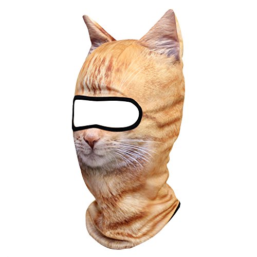WTACTFUL 3D Animal Ears Balaclava, Breathable Face Mask for Halloween | Stand-Up Ears, Windproof Dustproof, Quick-Dry, No Fade Print, Soft, for Music Festivals Raves Ski Snowboard Moto Party - color: Cat Meb-19
