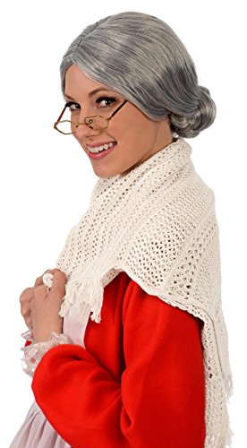 Kangaroo Grey Old Lady Wig with Bun for Adult Women - Old Lady Costume Wig Grandma & Mrs Claus Cosplay - Synthetic Elderly Hair Gray Wigs for Women for Halloween Party - Theater Dressup Accessory | Old Lady Costume Wig Grandma & Mrs Claus Cosplay - Synthe
