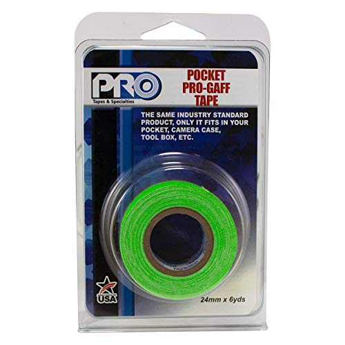 Pro Tapes - 306GB16MFLGRN1 Pocket Gaff Tape 1 inch (24mm) x 6 Yards Length Fluorescent Green Matte. Pocket Size Gaffers Tape. Made in The USA. Holds Tight, Easy to Remove. - color: Fluorescent Green, size: 1 inch