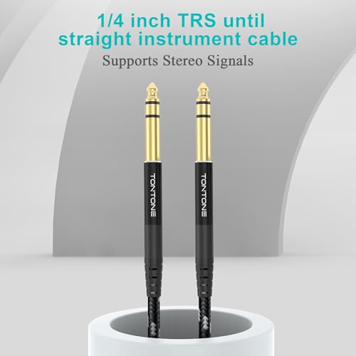 1/4 Inch TRS Cable 2-Pack 20FT, Quarter Inch 6.35mm Balanced Stereo Audio Cable, 1/4 to 1/4 Guitar Cables for Electric Guitar Bass Keyboard Mixer - size: 20 FT