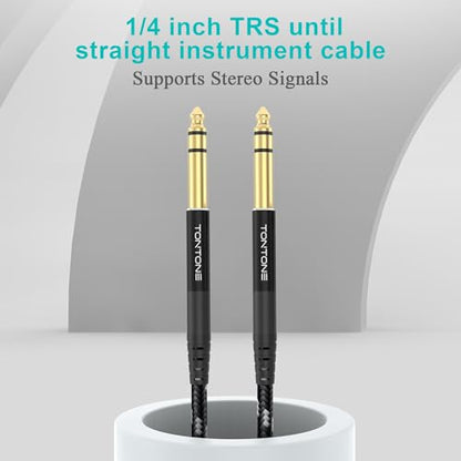 1/4 Inch TRS Cable 2-Pack 20FT, Quarter Inch 6.35mm Balanced Stereo Audio Cable, 1/4 to 1/4 Guitar Cables for Electric Guitar Bass Keyboard Mixer - size: 20 FT