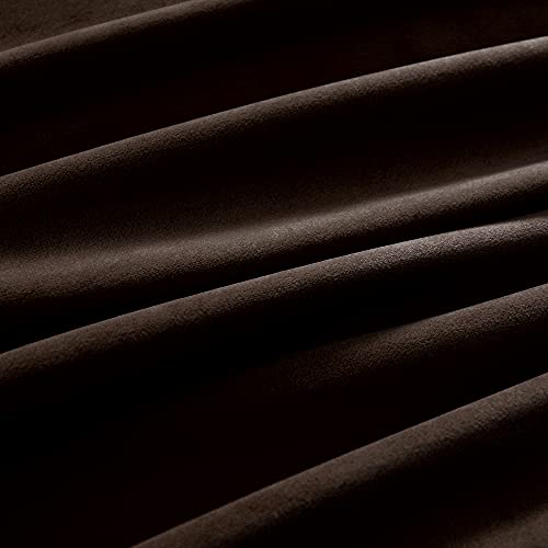 nanbowang Coffee Brown Velvet Curtains - 42 Inches Width 84 Inches Long Soft Curtain Rod Pocket Thermal Insulated Window Treatment for Bedroom 2 Panels - color: Brown, size: 42"W x 84"L (Pack of 2)