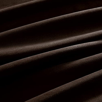 nanbowang Coffee Brown Velvet Curtains - 42 Inches Width 96 Inches Long Soft Curtain Rod Pocket Thermal Insulated Window Treatment for Bedroom 2 Panels - color: Brown, size: 42"W x 96"L (Pack of 2)