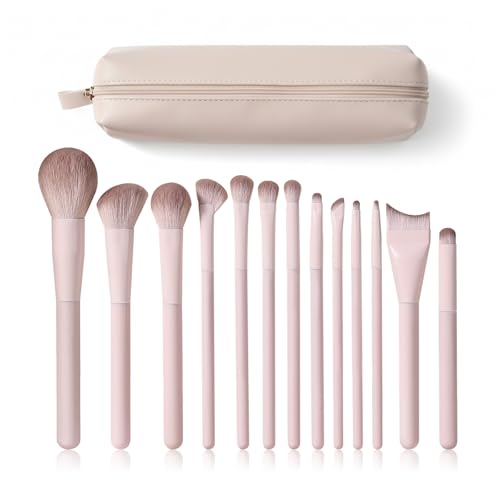 Kingtree Travel Makeup Brush Set, 13PCS Portable Makeup Brushes with Pouch | Easy-taken Makeup Brushes with Bag, Professional Travel Brush Set for Make Up, Full Face Cosmetic Brushes for Girls Beginners