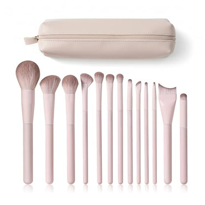 Kingtree Travel Makeup Brush Set, 13PCS Portable Makeup Brushes with Pouch | Easy-taken Makeup Brushes with Bag, Professional Travel Brush Set for Make Up, Full Face Cosmetic Brushes for Girls Beginners