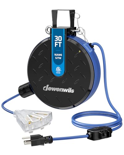 DEWENWILS Ceiling/Wall Mount Retractable Extension Cord Reel with 30FT Cord - color: Blue