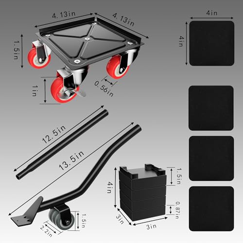 MYUEA Furniture Dolly,Furniture Movers with 5 Wheels,Carbon Steel Panel Heavy Duty Dolly,Maximum Load 1800LBSFurniture Lifter with 5 360° Rotatable Rubber Universal Wheels(Black,4.1x4.1 in) - color: Black, size: 4.1x4.1 IN