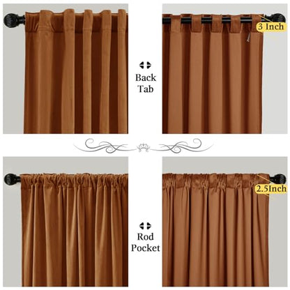 P Pothuiny Gold Brown Blackout Velvet Curtains 84 Inches Long 2 Panels - color: Gold Brown, size: 52"W x 84"L (Pack of 2)