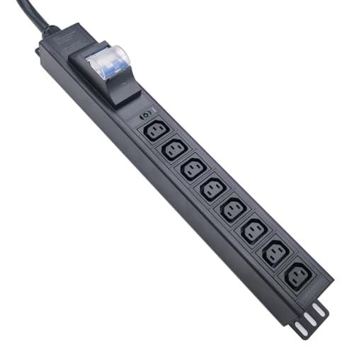 8way C13 C19 30A 120V-240V Metered PDU Current Volts Digital Meter SPD L6-30P amp PDU (OIT-8C13-L6-30P-LED-30A) - color: 8 C13 Breaker Protected