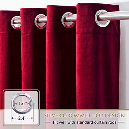 StangH Red Velvet Curtains Short Chrismas Bedroom Drapes, W52 x L63, 2 Pcs | 300GSM Soft Velvet Thick Texture, Window Treatment, Privacy, Theater, Noise Reduction, Kitchen, Living room, Panel Blinds - color: Red Series - Red, size: 52"W x 63"L (Pack of 2)