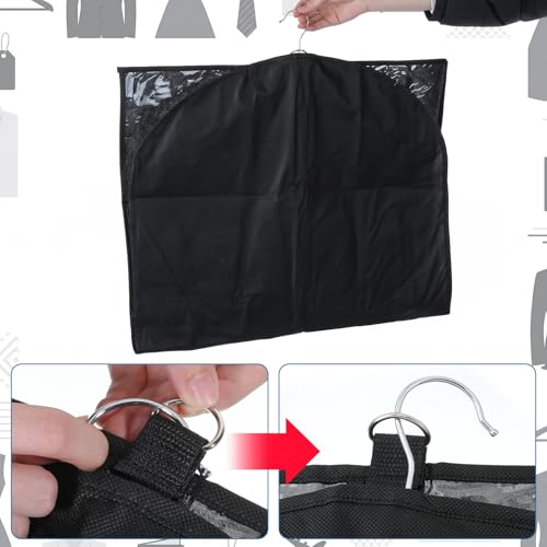 4 Pcs Garment Bags for Dance Costumes, 40 x 24 Inch Black PVC Garment Bag with 3 Zippers Pockets Foldable Costume Organizer Bag for Dance Competitions, Ballet, Theatre
