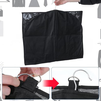 4 Pcs Garment Bags for Dance Costumes, 40 x 24 Inch Black PVC Garment Bag with 3 Zippers Pockets Foldable Costume Organizer Bag for Dance Competitions, Ballet, Theatre